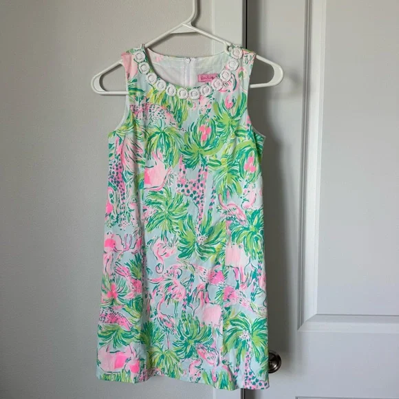 Lilly Pulitzer Mini Mila Shift Dress in Seasalt Blue on Parade Girls’ Size 12 - Picture 2 of 13